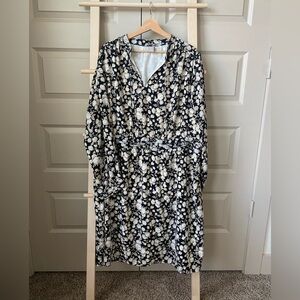 Floral Black and White Women's Dress